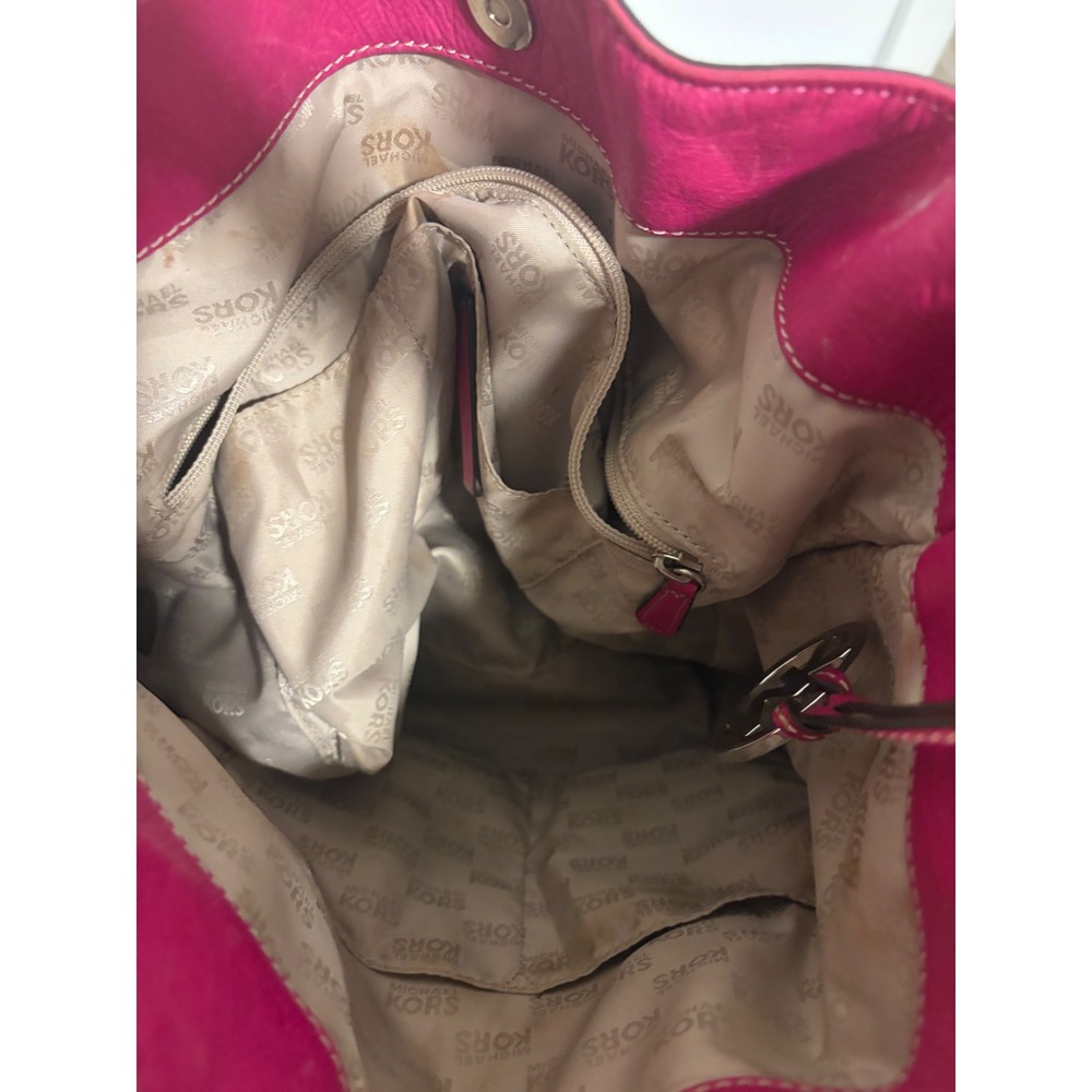 Michael Kors Vintage Y2K Magenta Pink Leather Hobo Shoulder Bag - Picture 8 of 8